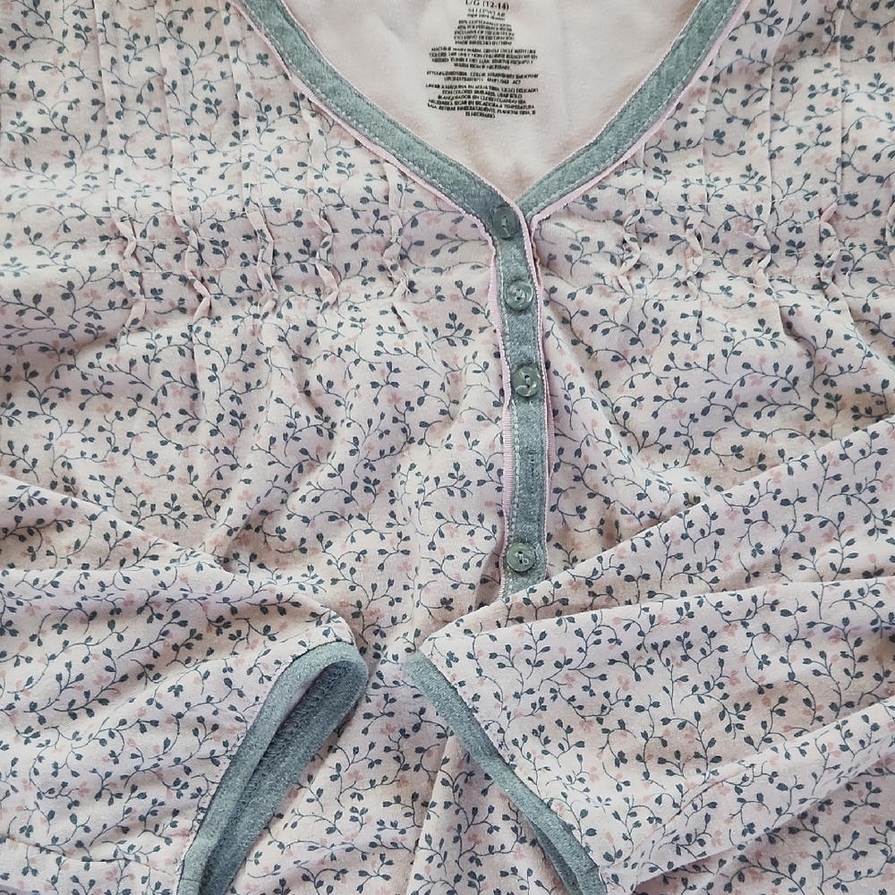Women's Pink Floral Nightgown long sleeves Large size - Picture 4 of 17
